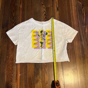 Old Navy White Minnie Mouse Tee with Purple and Yellow Design